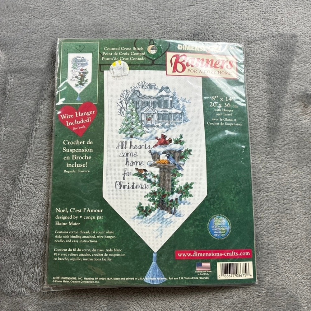 Dimensions 8675 All Hearts Come Home for Christmas Cross Stitch Banner Kit 2001